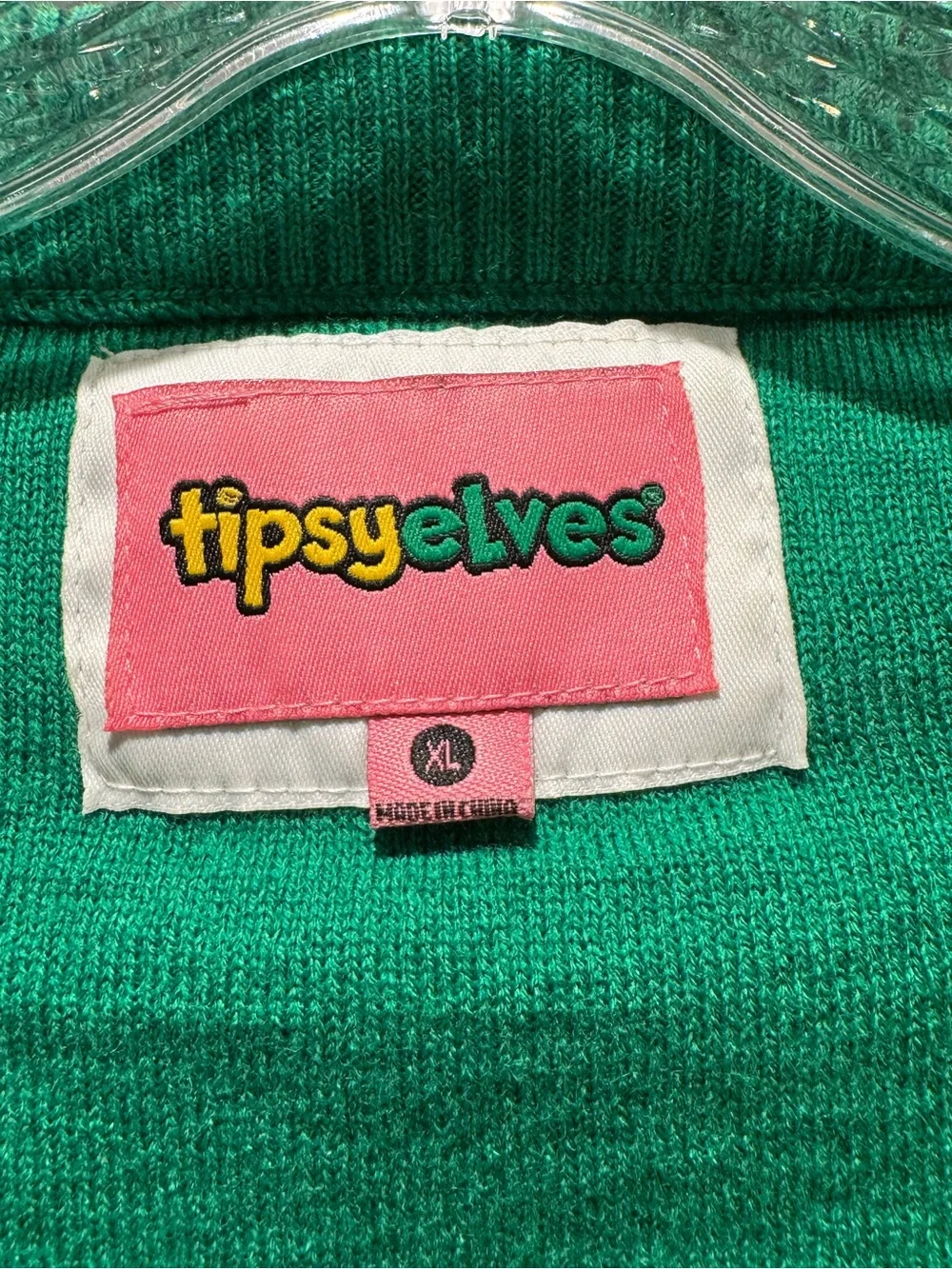 Tipsy Elves Women’s Green Holiday Tinsel Cardigan Sweater